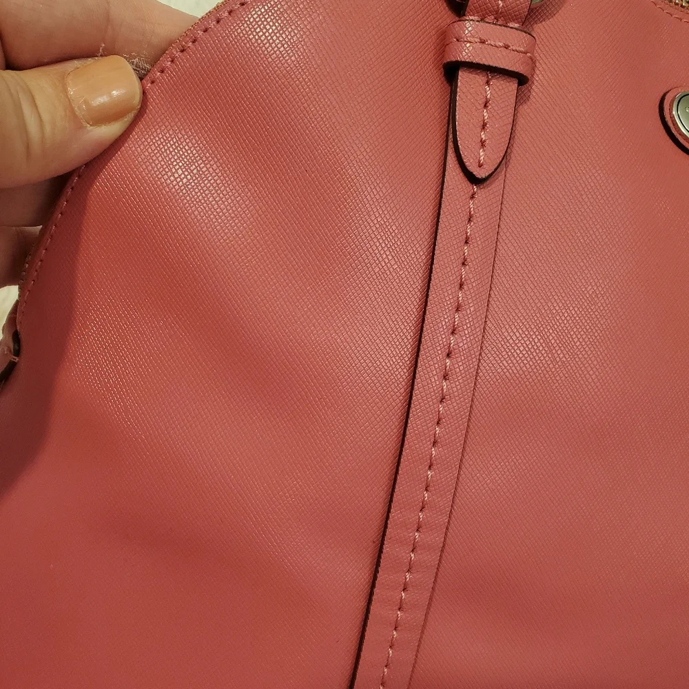 Coach Leather Cora Pink Dome Satchel 2-Way Bag